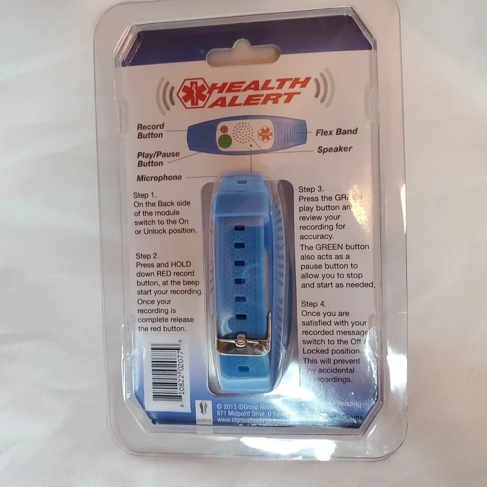 Health Alert 30 Second Medical Condition Voice Recorder New Watch Wrist Bracelet